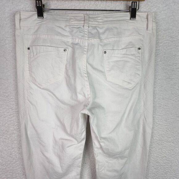 Karen Millen Biker Moto Jeans 12 (35x29) White Slim Zip Pockets Seam‎ Detailing - Picture 11 of 13
